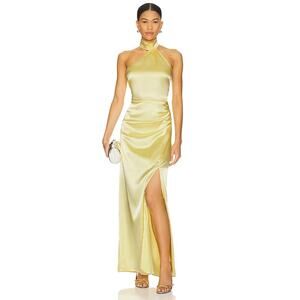 MORE TO COME Darcey Butter Yellow Satin Minimalist Elegant Maxi Dress NWT Small